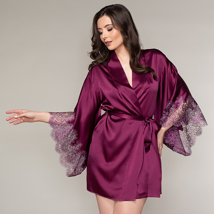 Rochelle Winter Berry Kimono Style Robe - Emma Harris Lingerie